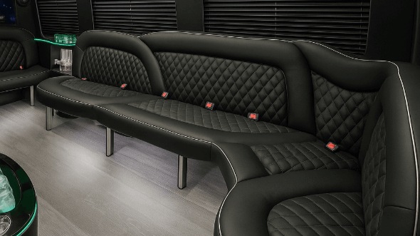 Interior of Chicago Party Bus Company's 15 Passenger Party Bus in Chicago