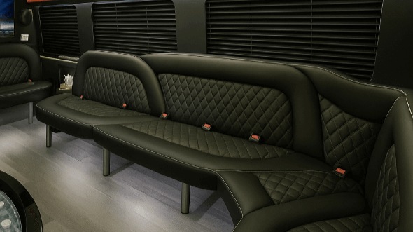 Interior of Joliet Party Bus Company's 18 Passenger Party Bus in Joliet