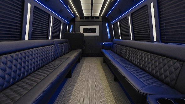 Interior of Cicero Party Bus Company's 20 Passenger Party Bus in Cicero