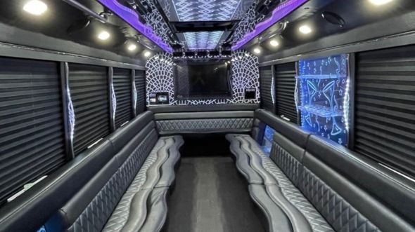 Interior of Elgin Party Bus Company's 20 Passenger Party Bus in Elgin
