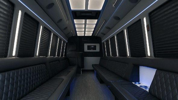 Interior of Rockford Party Bus Company's 20 Passenger Party Bus in Rockford