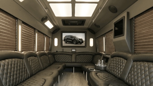 Interior of Rockford Party Bus Company's 28 Passenger Party Bus in Rockford
