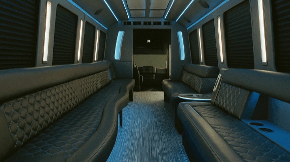 Interior of Waukegan Party Bus Company's 28 Passenger Party Bus in Waukegan