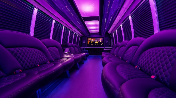 Interior of Cicero Party Bus Company's 30 Passenger Party Bus in Cicero