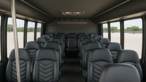 Interior of Rockford Party Bus Company's 35 Passenger Minibus in Rockford