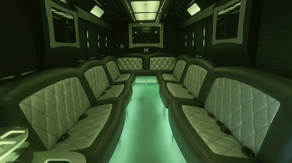 Interior of Evanston Party Bus Company's 40 Passenger Party Bus in Evanston