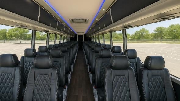 Interior of Rockford Party Bus Company's 44 Passenger Charter Bus in Rockford