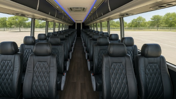 Interior of Rockford Party Bus Company's 45 Passenger Charter Bus in Rockford