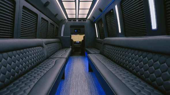 Interior of Palatine Party Bus Company's 50 Passenger Party Bus in Palatine