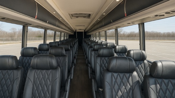 Interior of Rockford Party Bus Company's 54 Passenger Charter Bus in Rockford