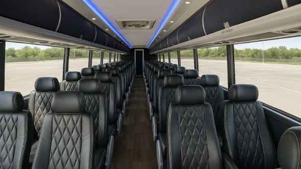 Interior of Rockford Party Bus Company's 55 Passenger Charter Bus in Rockford
