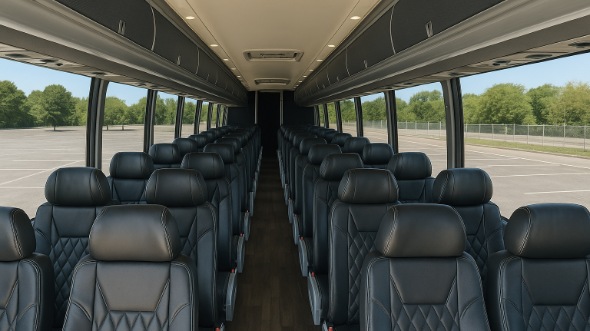 Interior of Rockford Party Bus Company's 56 Passenger Charter Bus in Rockford