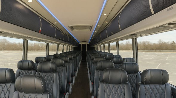 Interior of Rockford Party Bus Company's ADA Charter Bus in Rockford