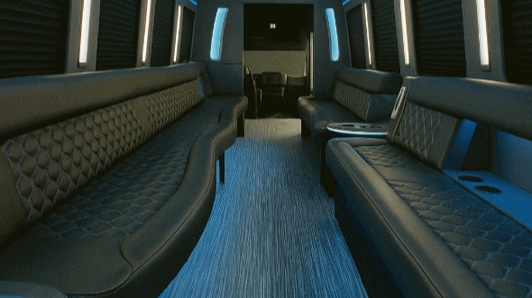 Rockford 25 passenger party bus interior